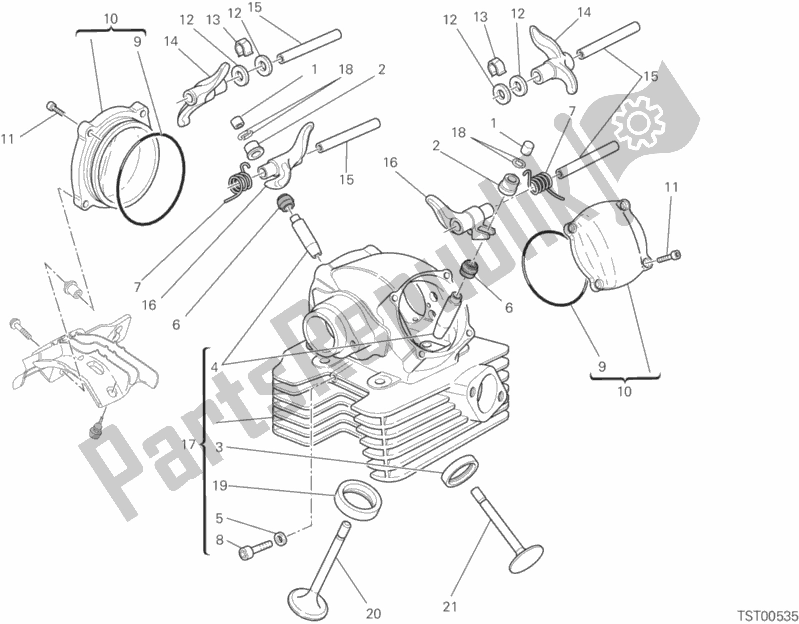 All parts for the Vertical Cylinder Head of the Ducati Monster 795 ABS Red Stripe CHN-Thailand 2015